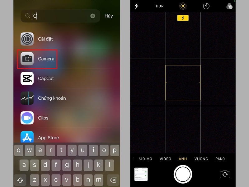 Mở ứng dụng Camera để chụp ảnh khi kích hoạt chế độ Lưới 