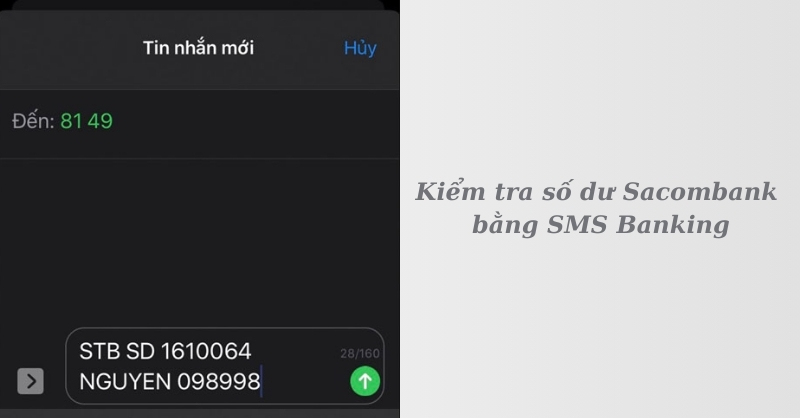 Cách kiểm tra số dư Sacombank bằng SMS Banking