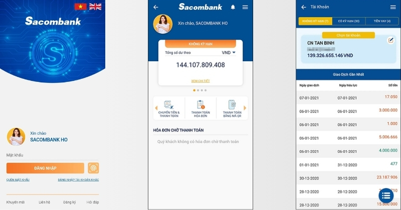 Cách kiểm tra số dư tài khoản Sacombank qua ứng dụng Sacombank mBanking