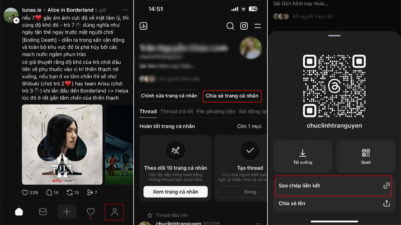 Lấy link Threads cá nhân của bản thân trên điện thoại như thế nào