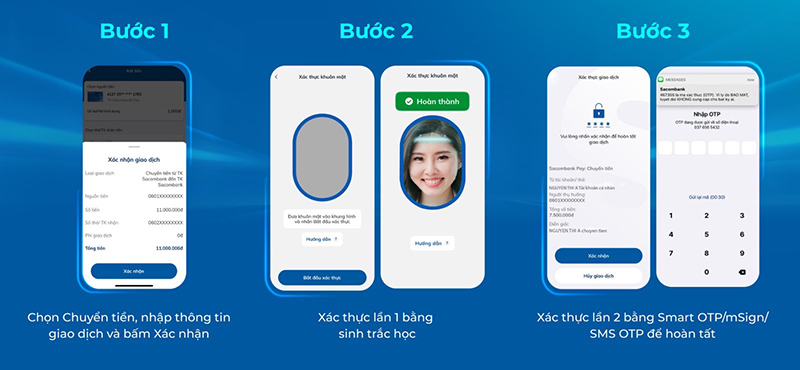 Cách xác thực giao dịch bằng sinh trắc học trên Sacombank Pay chi tiết