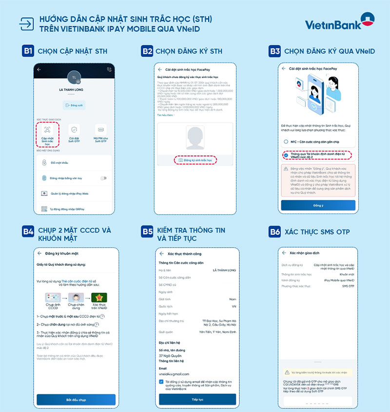 Cập nhật sinh trắc học VietinBank qua ứng dụng VNeID