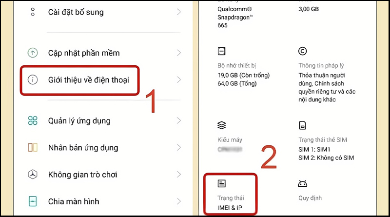 Vào Cài đặt trên điện thoại, chọn Giới thiệu về điện thoại và IMEI để check