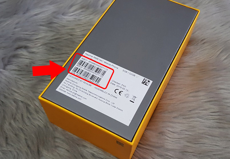 Check IMEI Realme trên vỏ hộp và thân máy