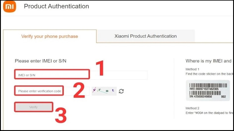 Vào website Xiaomi để kiểm tra mã IMEI