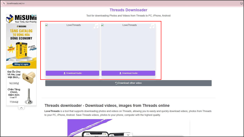 Chọn định dạng và tải về Voice trên Threads