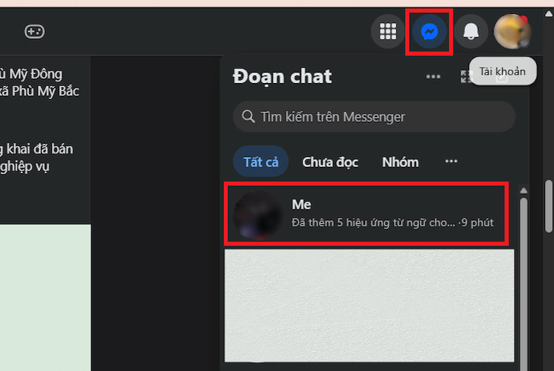 Chọn đoạn chat cần đổi hình nền