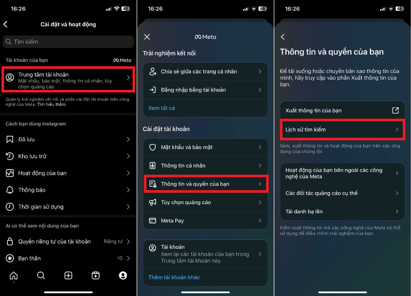 Chọn Lịch sử tìm kiếm