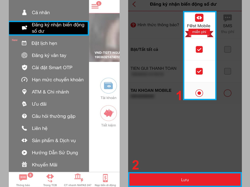 Bỏ tick các mục trong cột SMS