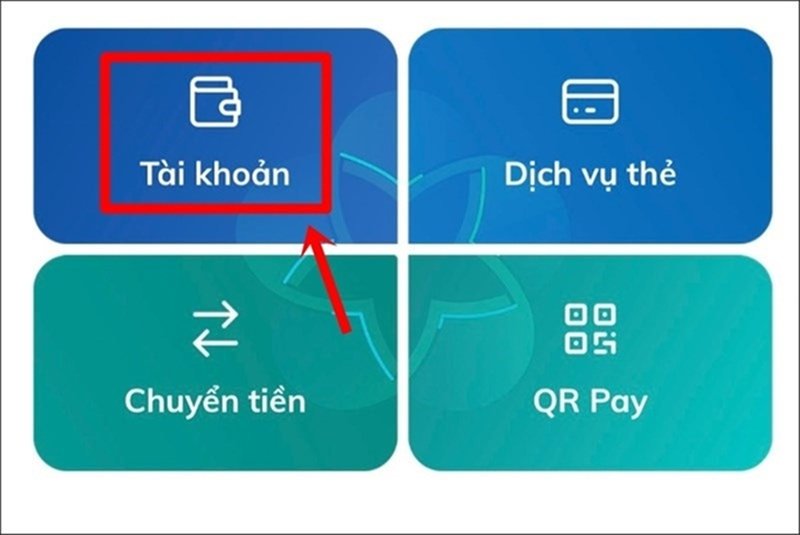 Chọn mục "Tài khoản" để truy cập thông tin chi tiết