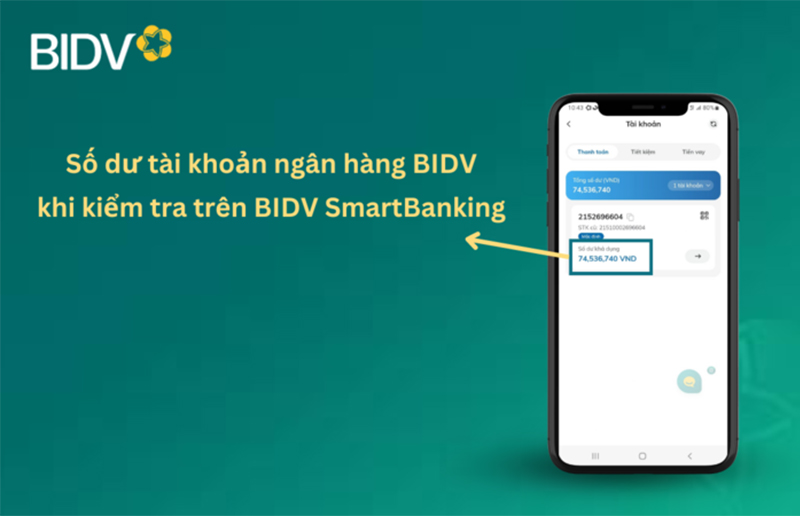 Chọn tài khoản để xem chi tiết số dư khả dụng