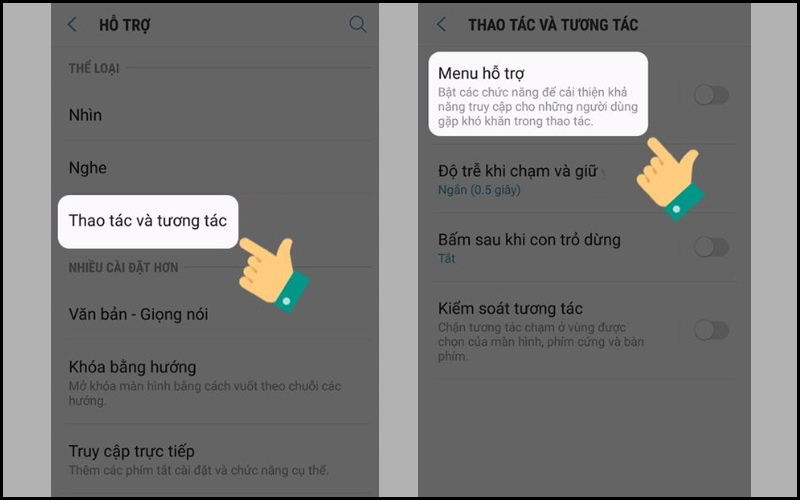 Kích hoạt Menu hỗ trợ để bật nút home ảo trên điện thoại Samsung