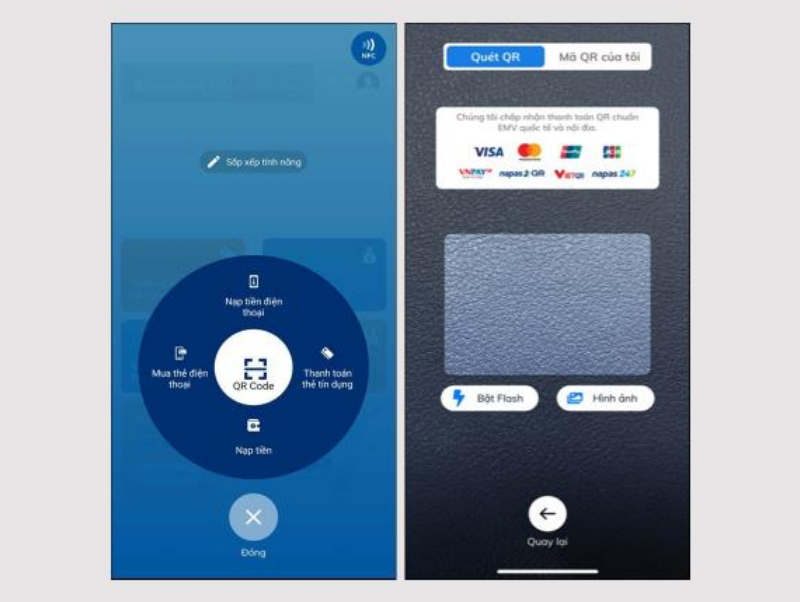 Chọn tính năng quét mã QR