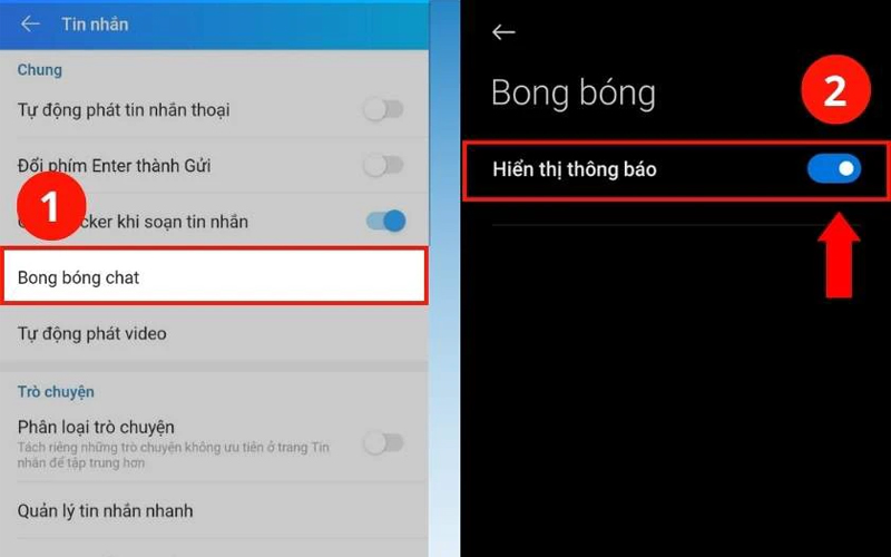 Bật bong bóng chat trên điện thoại Android