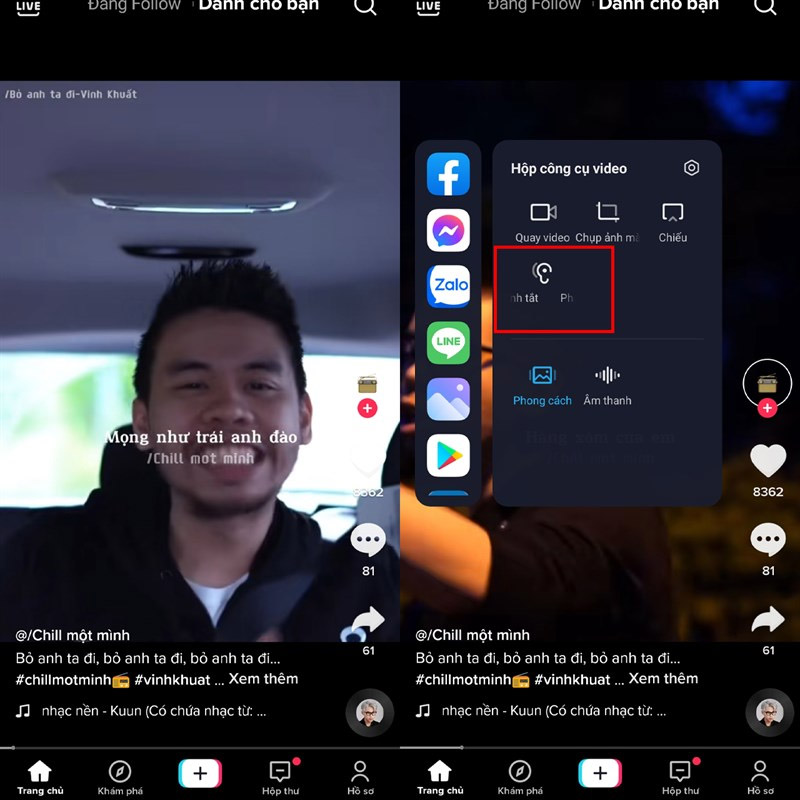 Chọn vào chức năng Phát âm thanh video với màn hình từ thanh bên