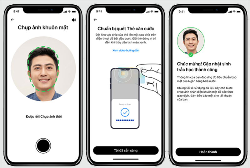 Chụp ảnh khuôn mặt và quét thẻ căn cước