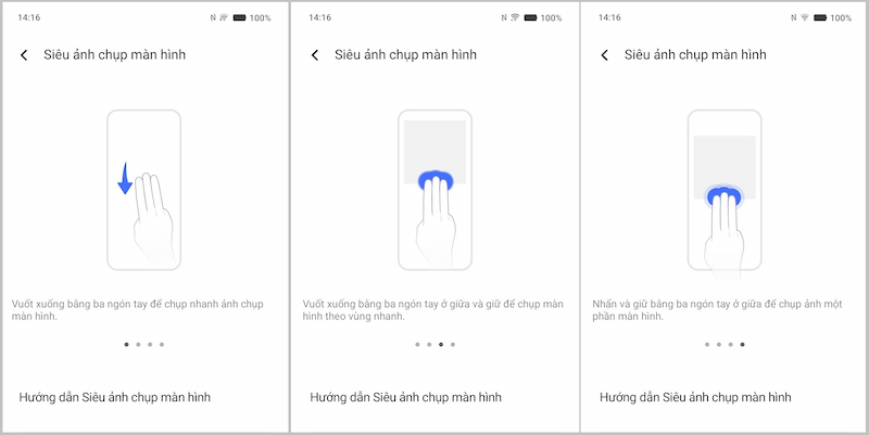 Tùy chọn chụp ảnh màn hình Vivo bằng cử chỉ
