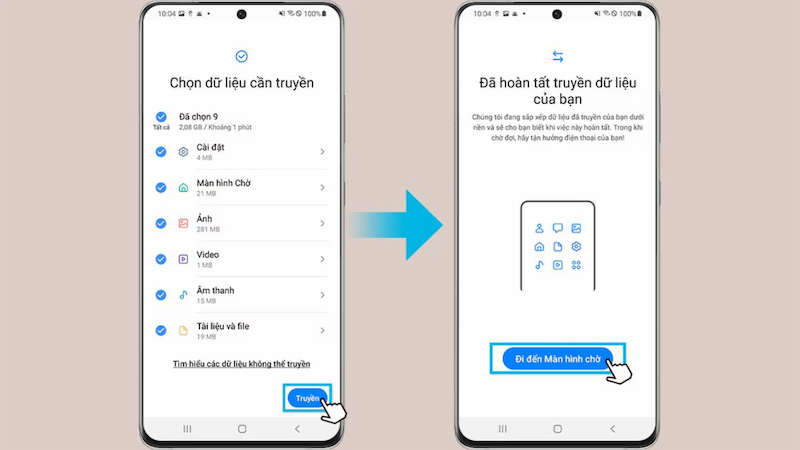 Chuyển dữ liệu từ thiết bị cũ sang điện thoại mới