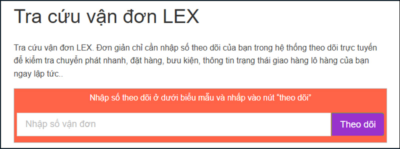 Nhập (hoặc dán) mã vận đơn vào ô trống và nhấn Theo dõi