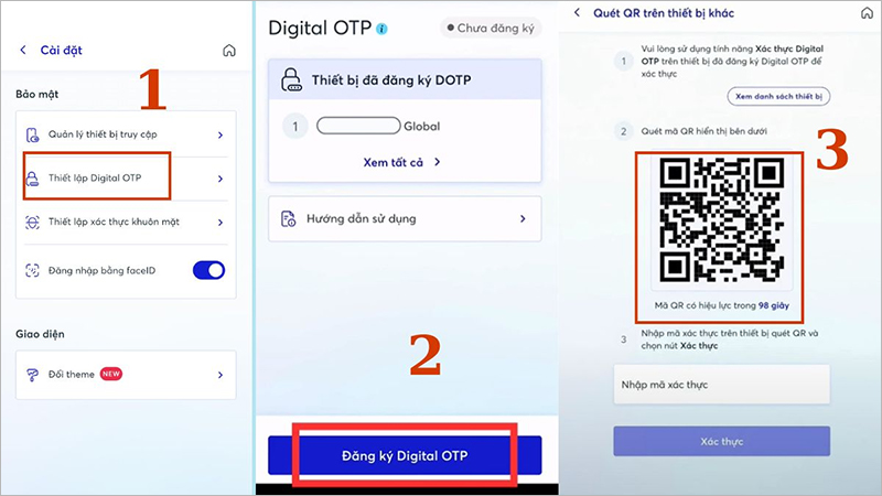 Đăng ký Digital OTP MBBank trên thiết bị mới bước 1