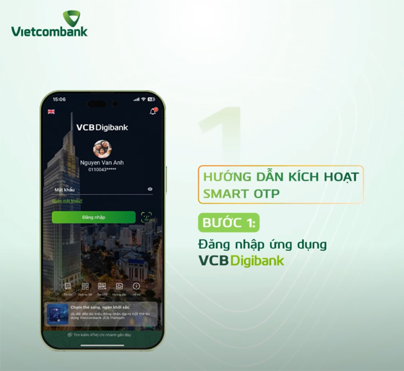 Đăng ký VCB Smart OTP bước 1