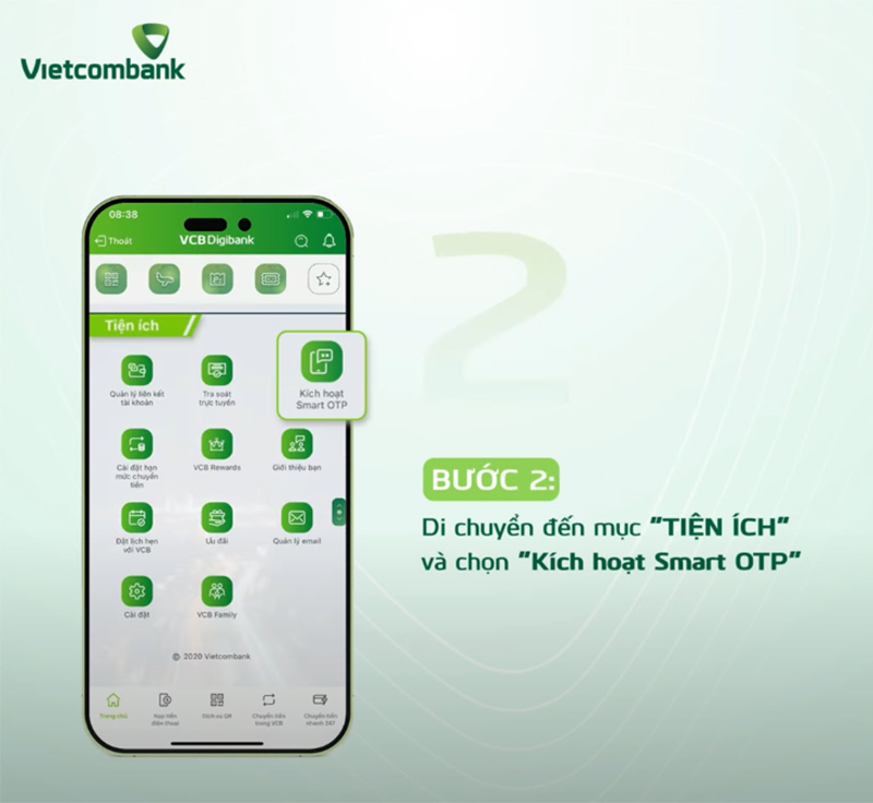 Đăng ký VCB Smart OTP bước 2