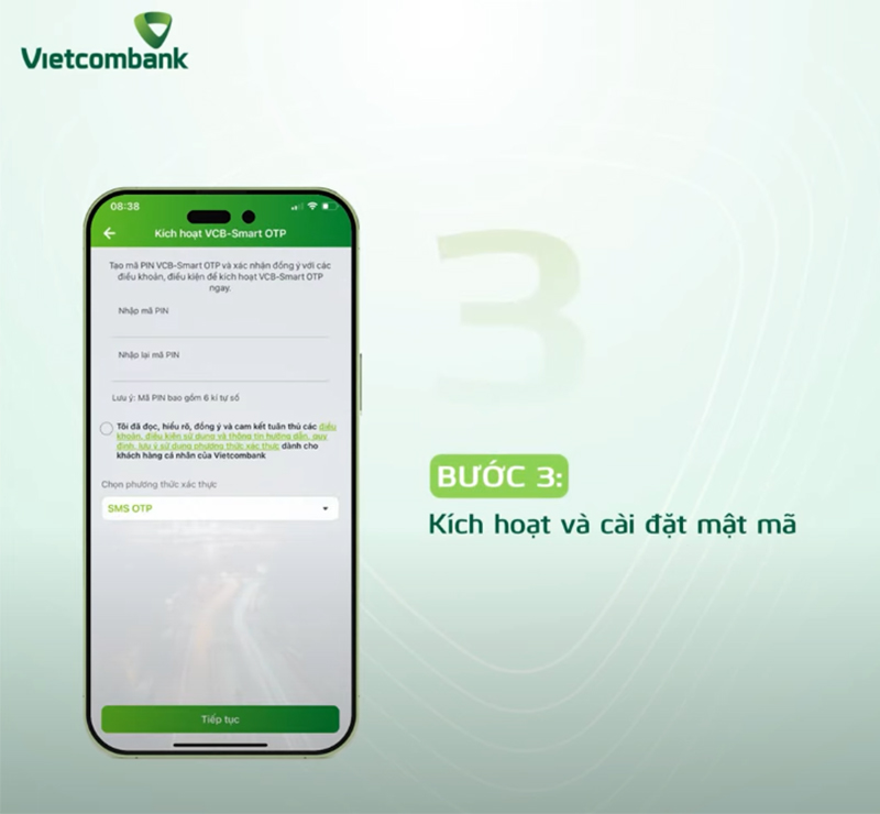 Đăng ký VCB Smart OTP bước 3