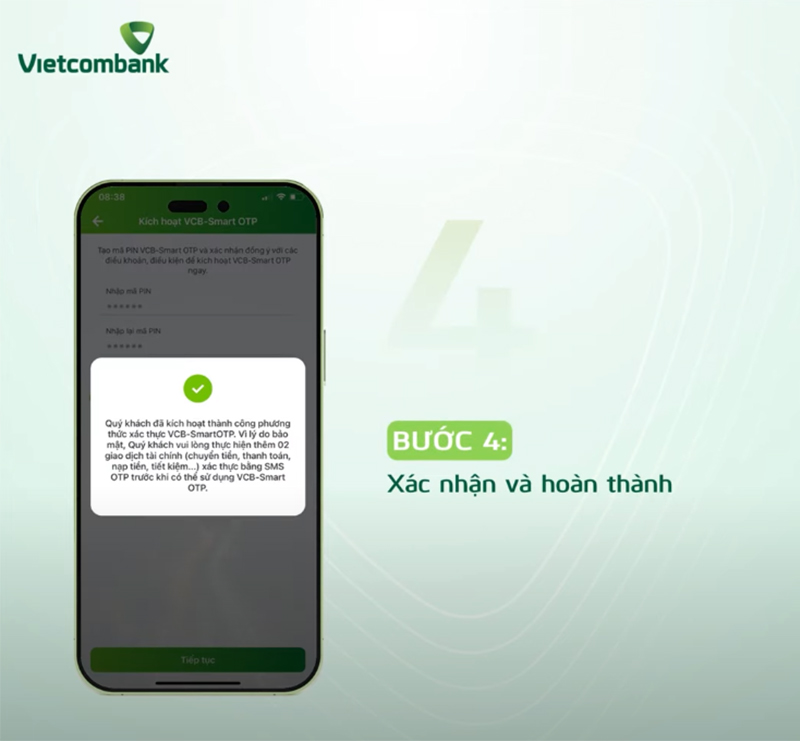 Đăng ký VCB Smart OTP bước 4
