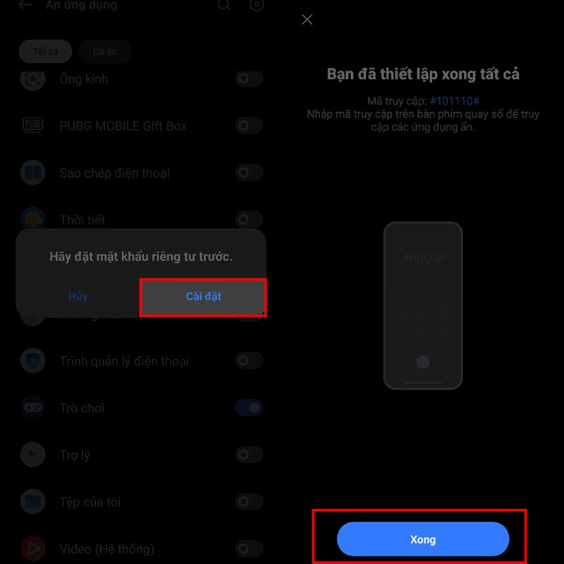 Đặt mật khẩu ẩn ứng dụng trên Realme