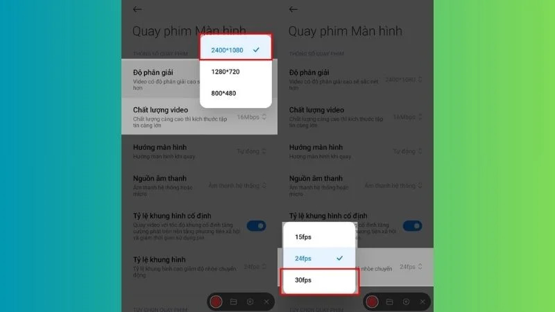 Điều chỉnh độ phân giải và chất lượng video