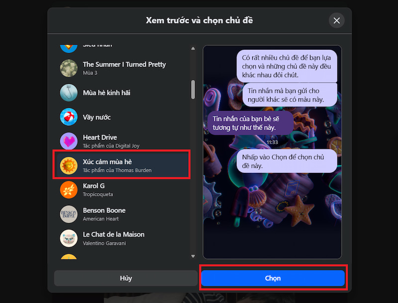 Đổi hình nền Messenger