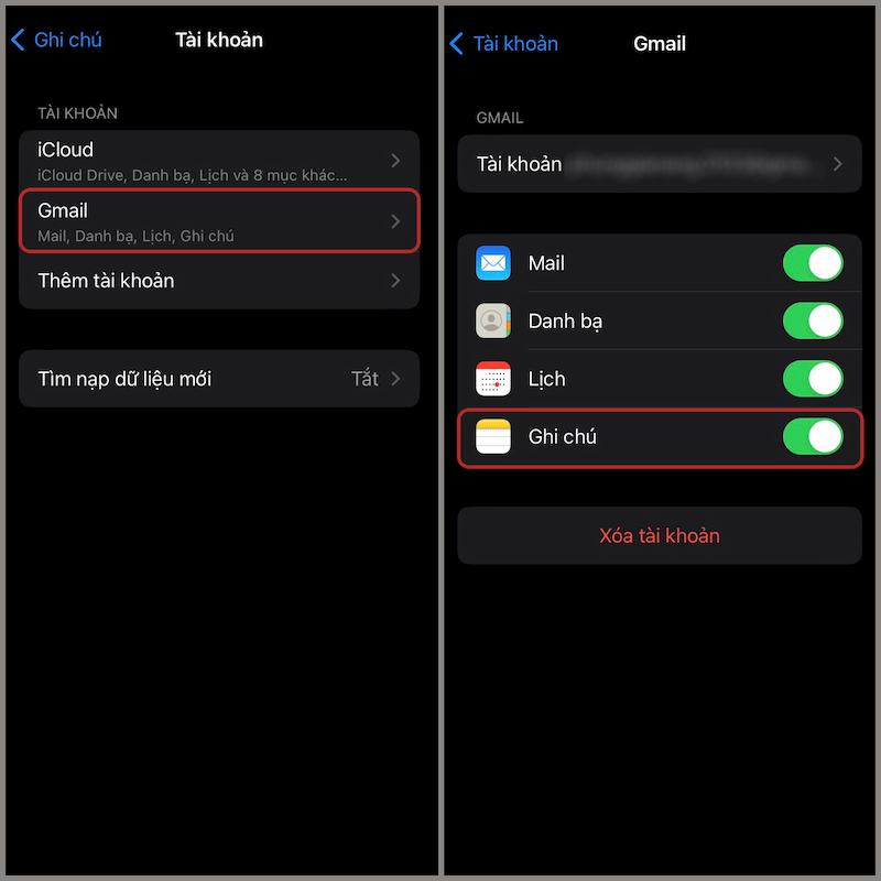 Bật đồng bộ Ghi chú