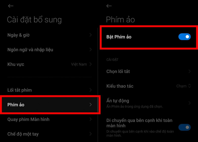 Kích hoạt Phím ảo cho điện thoại Xiaomi, Redmi 