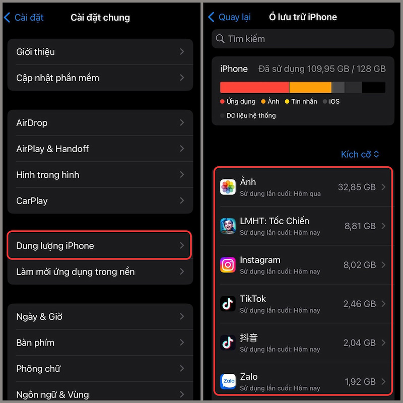 Giải phóng dung lượng iPhone sửa lỗi bị văng ứng dụng