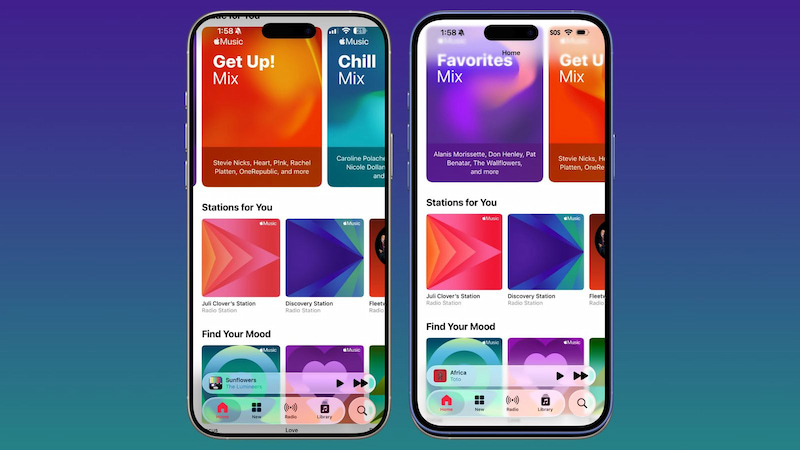 Hiệu ứng Liquid Glass trên iOS 26 beta 4