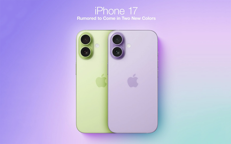 iPhone 17 dự kiến có một trong hai màu là Tím và Xanh lá cây