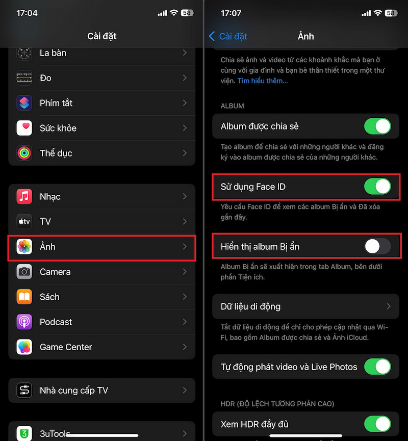 Hiển thị album Bị ẩn