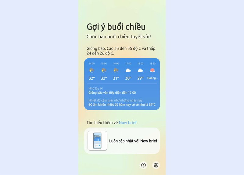 Hoàn tất thiết lập Now Brief