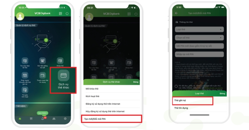 Hướng dẫn cách đổi mã PIN Vietcombank trên điện thoại