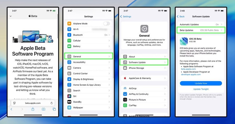 Cài đặt iOS 26 Public Beta cho iPhone 