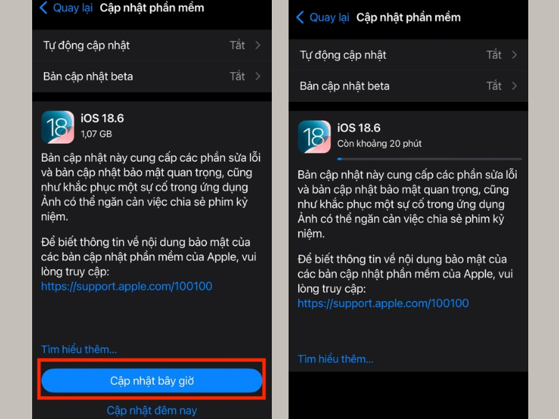 Cập nhật iOS 18.6