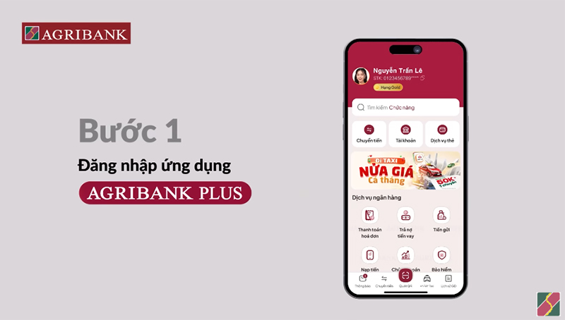 Hướng dẫn cập nhật sinh trắc học Agribank bước 1