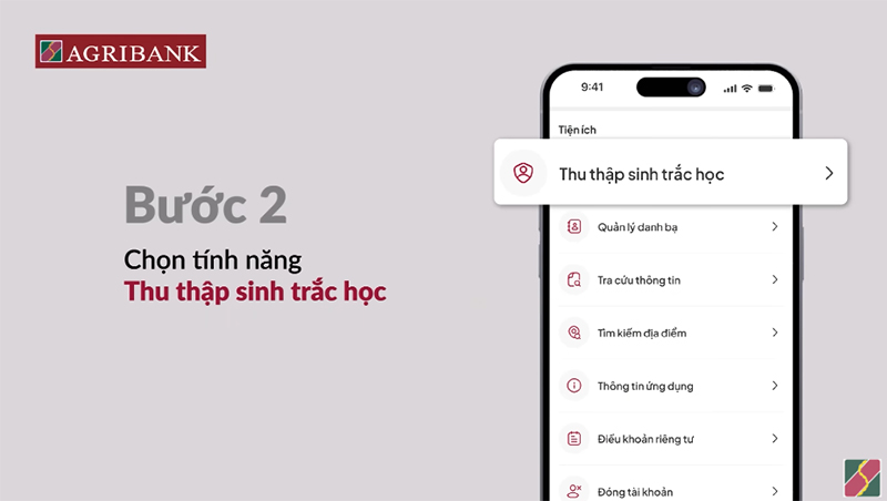 Hướng dẫn cập nhật sinh trắc học Agribank bước 2