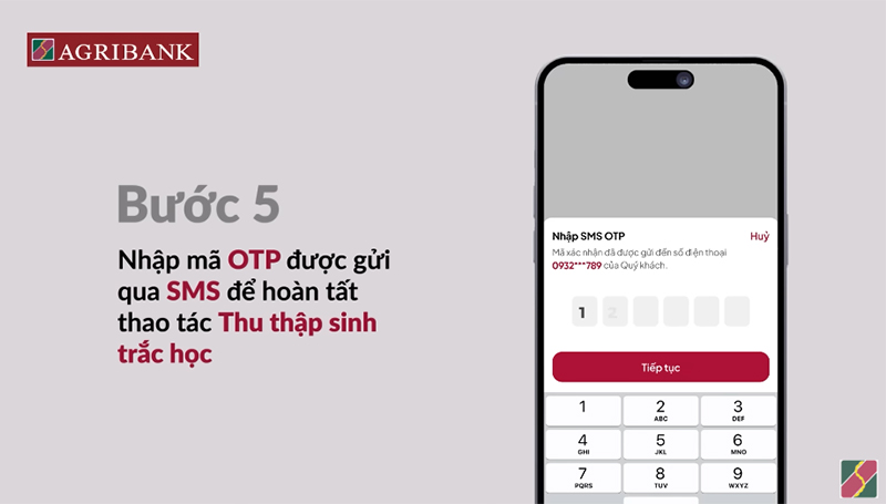 Hướng dẫn cập nhật sinh trắc học Agribank bước 5