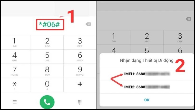 Soạn cú pháp *#06# để check IMEI trên điện thoại Xiaomi