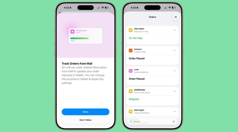 Theo dõi đơn hàng qua ứng dụng Ví trên iOS 26 Beta 2