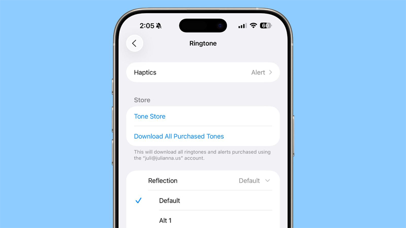 Nhạc chuông mới Alt 1 trên iOS 26 Beta 2