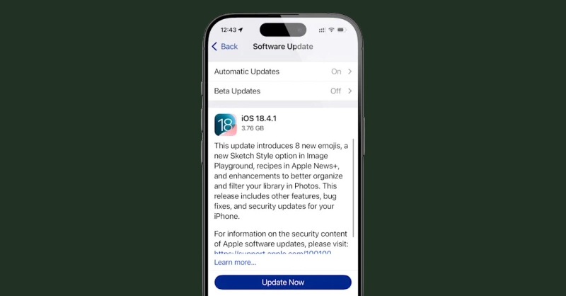 Apple đã sửa lỗi hỏng bộ nhớ trong bản cập nhật iOS 18.4.1