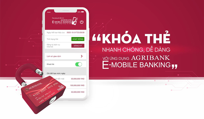 Cách khóa thẻ qua ứng dụng Agribank E-Mobile Banking