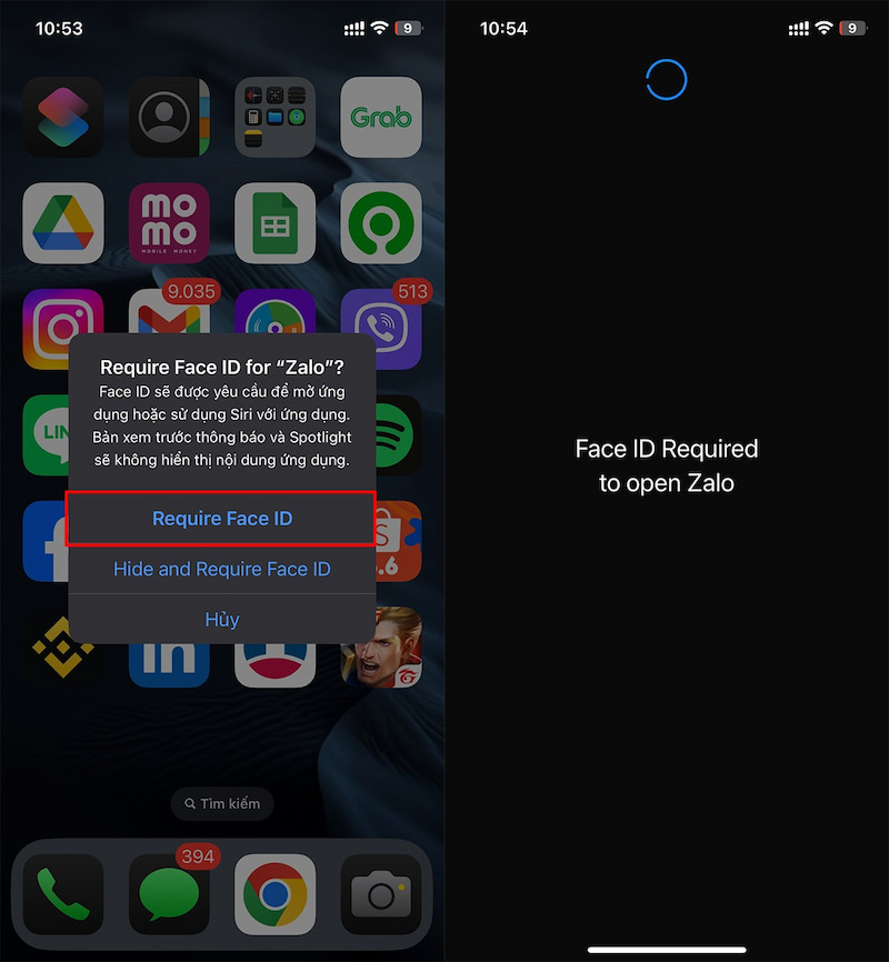 Khóa ứng dụng bằng Face ID